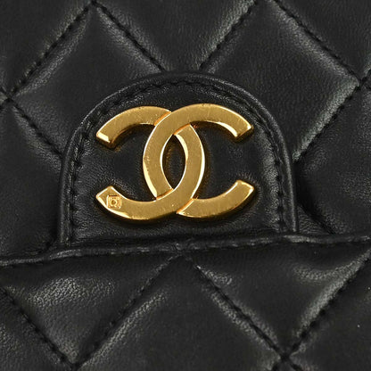 Chanel 1996-1997 Black Lambskin Pushlock Small Half Flap Shoulder Bag