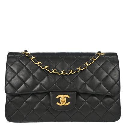 Chanel 1996-1997 Black Lambskin Medium Classic Double Flap Shoulder Bag