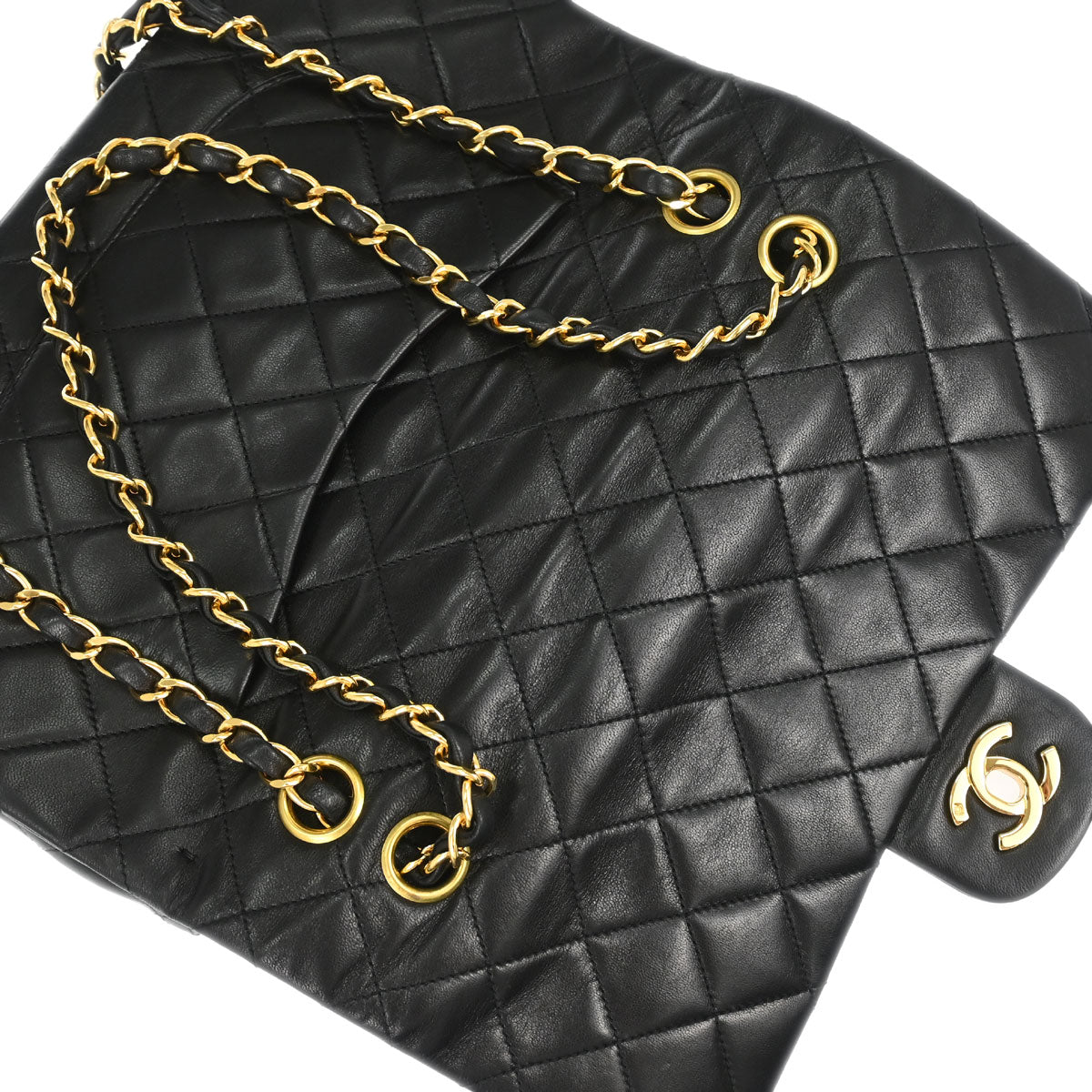 Chanel 1996-1997 Black Lambskin Medium Classic Double Flap Shoulder Bag