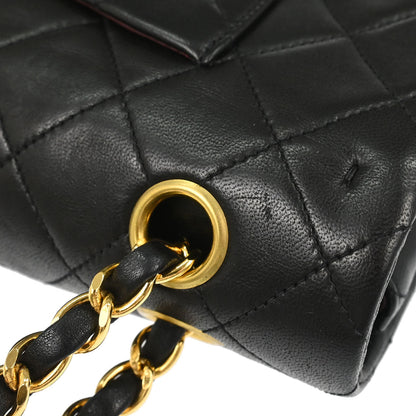 Chanel 1996-1997 Black Lambskin Medium Classic Double Flap Shoulder Bag