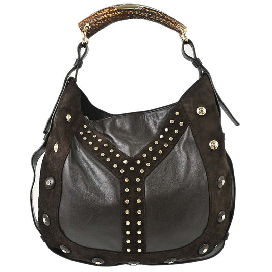 Yves Saint Laurent Brown Leather Suede Mombasa Handbag