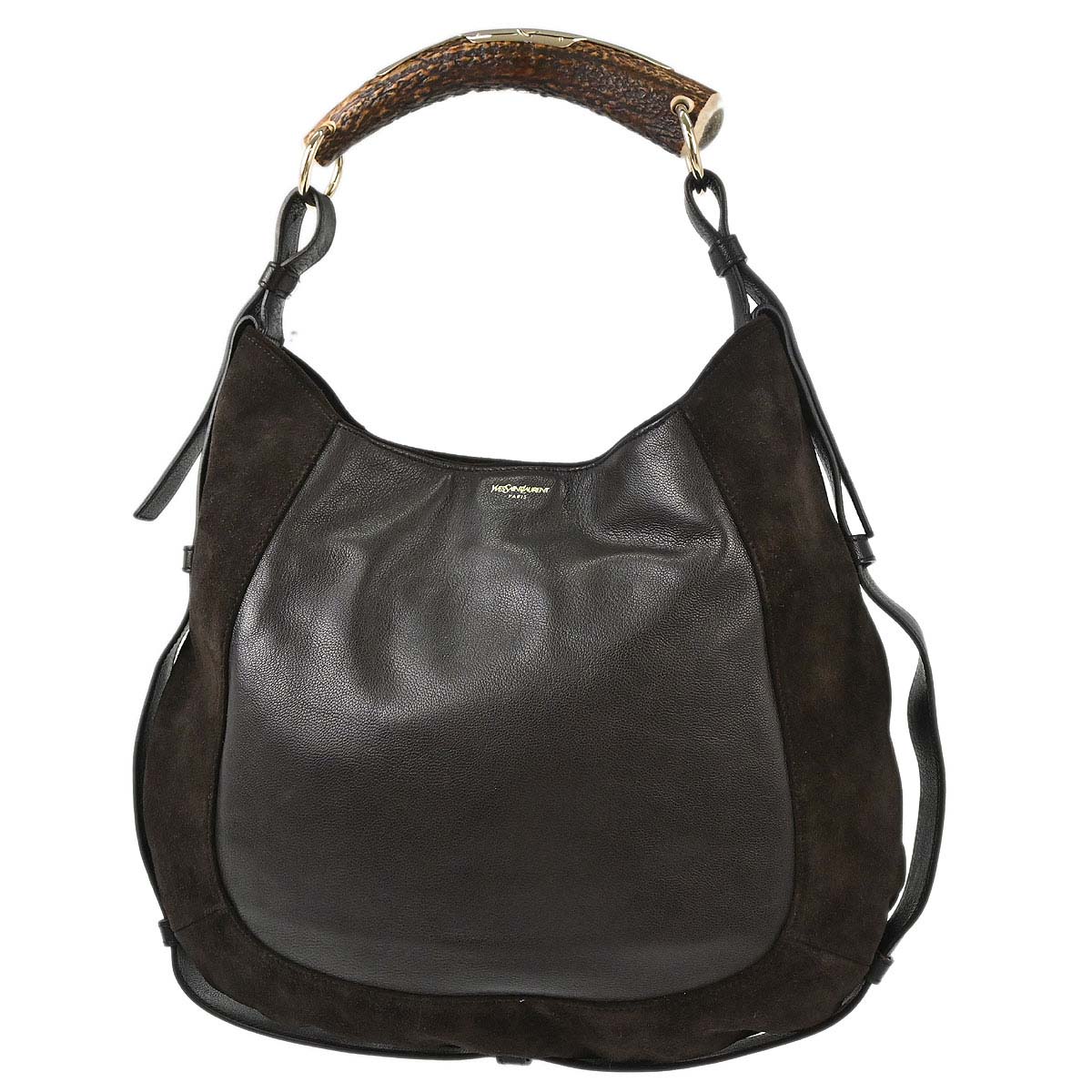Yves Saint Laurent Brown Leather Suede Mombasa Handbag