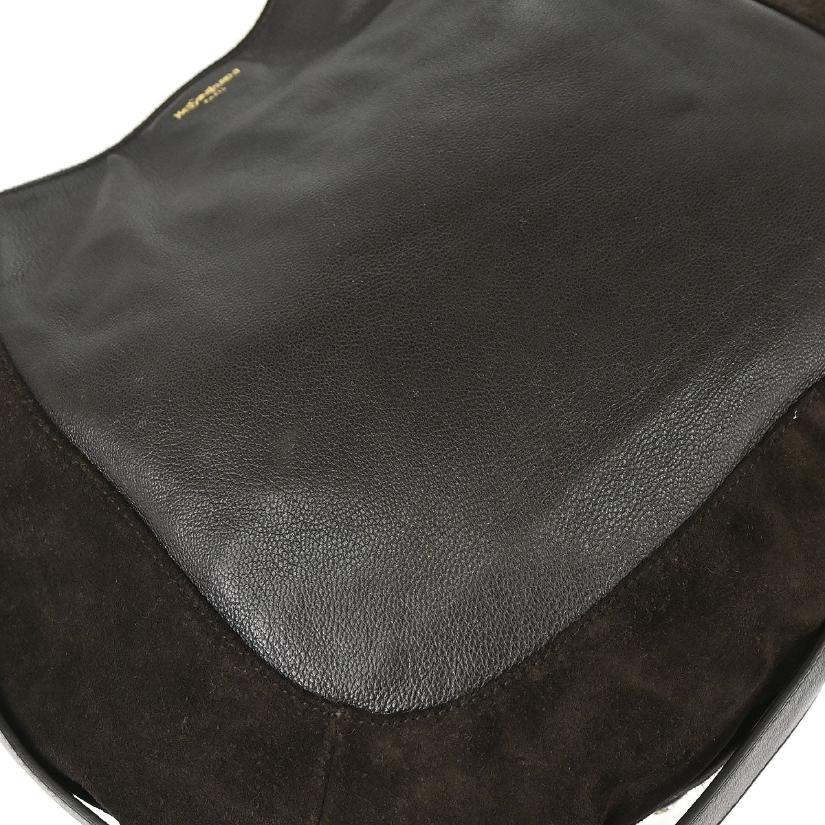 Yves Saint Laurent Brown Leather Suede Mombasa Handbag
