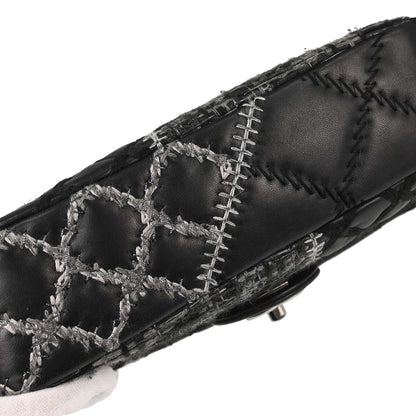 Chanel Black Tweed Lambskin Patchwork Stitch Shoulder Bag