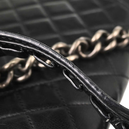 Chanel 2014 Black Calfskin Pony Hair Paris-Dallas Saddle Shoulder Bag