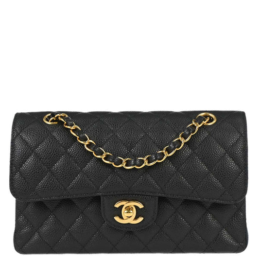 Chanel 2019 Black Caviar Skin Small Classic Double Flap Shoulder Bag
