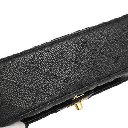 Chanel 2019 Black Caviar Skin Small Classic Double Flap Shoulder Bag