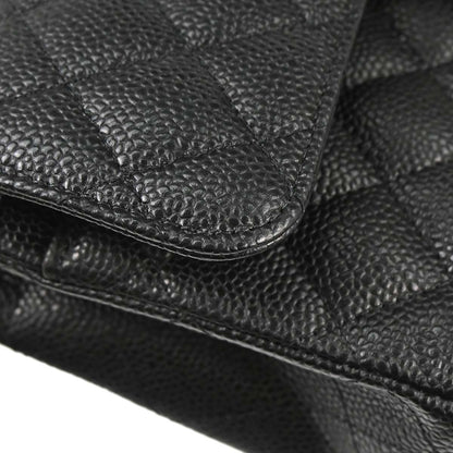 Chanel 2019 Black Caviar Skin Small Classic Double Flap Shoulder Bag