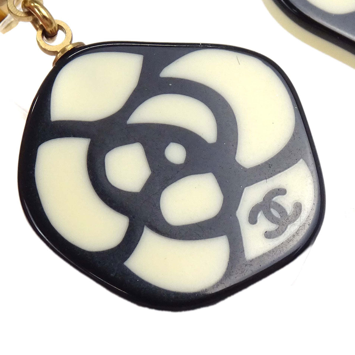 Chanel Dangle Camellia Clip-On Earrings Ivory Acrylic 03P