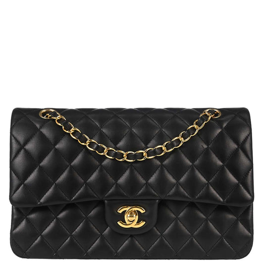 Chanel 2018-2019 Black Lambskin Medium Classic Double Flap Shoulder Bag