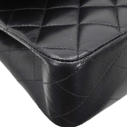 Chanel 2018-2019 Black Lambskin Medium Classic Double Flap Shoulder Bag