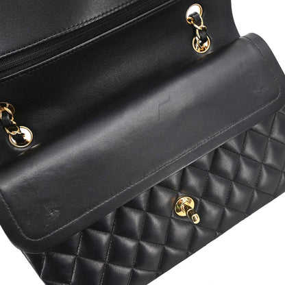 Chanel 2018-2019 Black Lambskin Medium Classic Double Flap Shoulder Bag