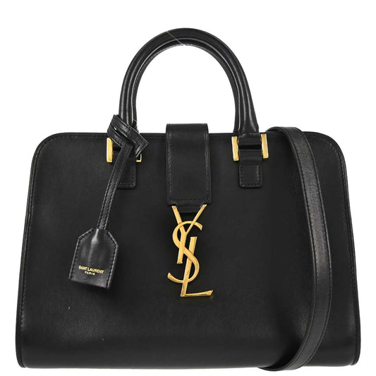 Saint Laurent Black Calfskin Baby Cabas 2way Shoulder Handbag