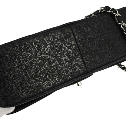 Chanel 2016-2017 Black Caviar Skin Jumbo Classic Double Flap Shoulder Bag