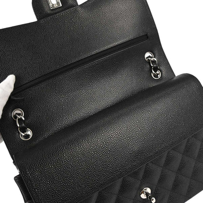 Chanel 2016-2017 Black Caviar Skin Jumbo Classic Double Flap Shoulder Bag