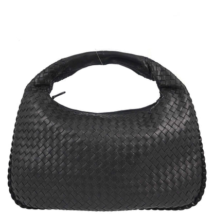 Bottega Veneta Black Lambskin Intrecciato Hobo Handbag