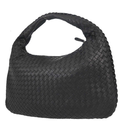 Bottega Veneta Black Lambskin Intrecciato Hobo Handbag