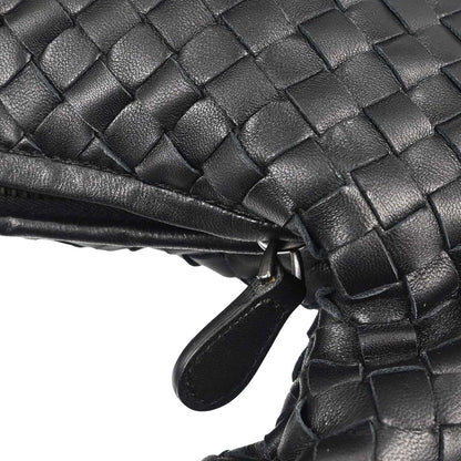 Bottega Veneta Black Lambskin Intrecciato Hobo Handbag