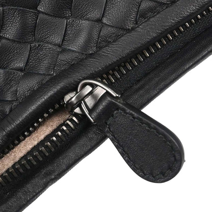 Bottega Veneta Black Lambskin Intrecciato Hobo Handbag