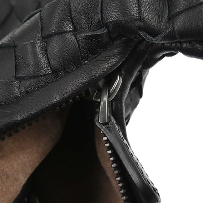 Bottega Veneta Black Lambskin Intrecciato Hobo Handbag