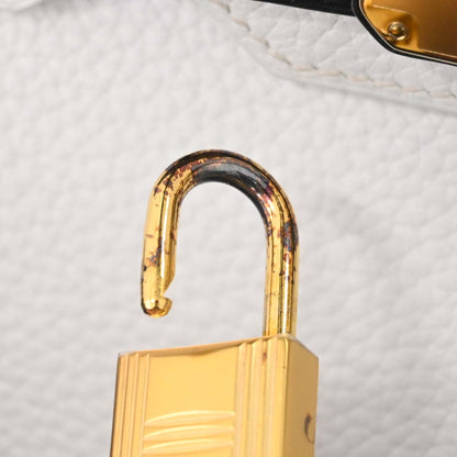 Hermes 2017 White Black Togo Birkin 30 Handbag