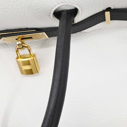 Hermes 2017 White Black Togo Birkin 30 Handbag