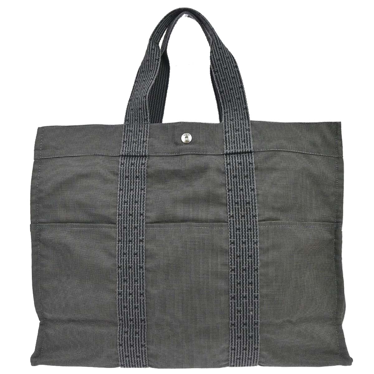 Hermes Gray Canvas Herline Tote GM Handbag