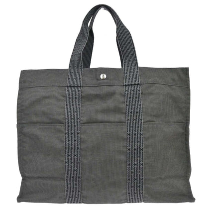 Hermes Gray Canvas Herline Tote GM Handbag