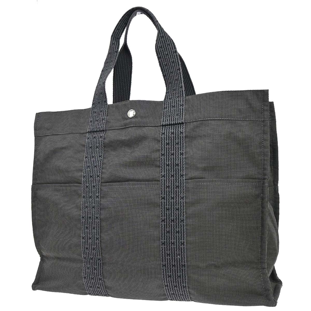 Hermes Gray Canvas Herline Tote GM Handbag