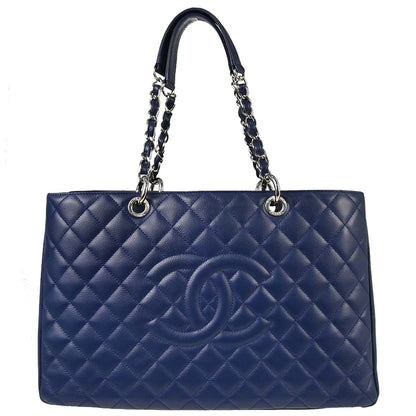 Chanel 2011 Navy Caviar Skin Grand Shopping Tote GST XL Chain Handbag