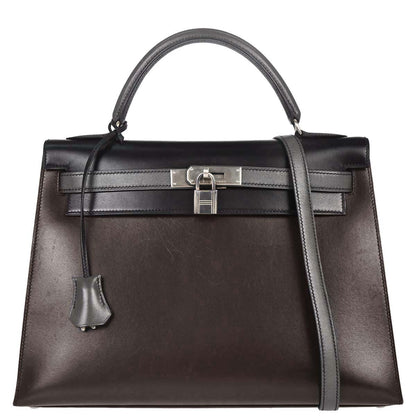 Hermes Tricolor Box Calf Kelly 32 Sellier 2way Shoulder Handbag