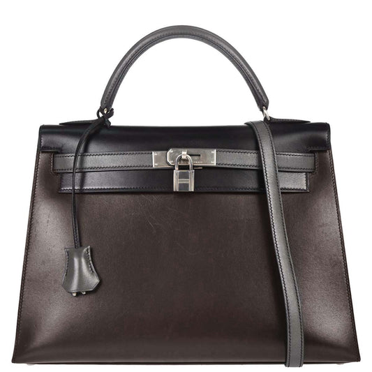 Hermes Tricolor Box Calf Kelly 32 Sellier 2way Shoulder Handbag