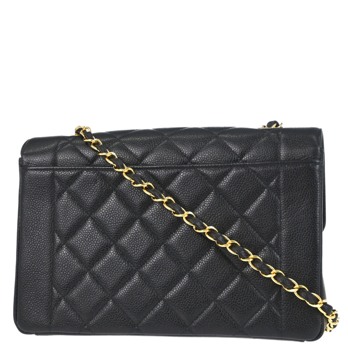 Chanel 1996-1997 Black Caviar Skin Medium Diana Shoulder Bag