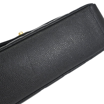 Chanel 1996-1997 Black Caviar Skin Medium Diana Shoulder Bag