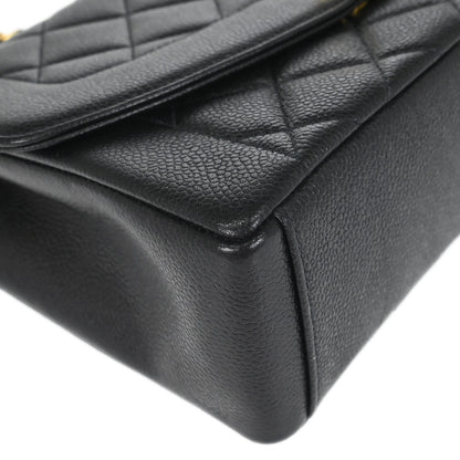 Chanel 1996-1997 Black Caviar Skin Medium Diana Shoulder Bag