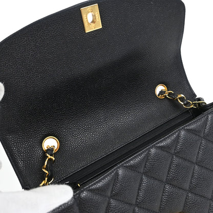 Chanel 1996-1997 Black Caviar Skin Medium Diana Shoulder Bag