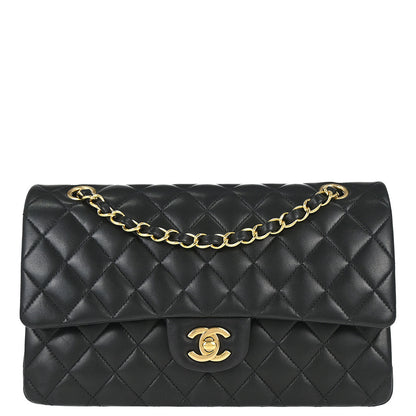 Chanel 2012 Black Lambskin Medium Classic Double Flap Shoulder Bag