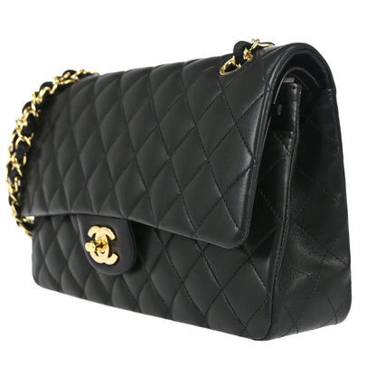 Chanel 2012 Black Lambskin Medium Classic Double Flap Shoulder Bag
