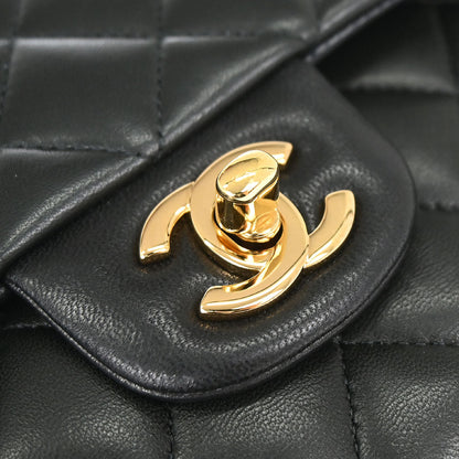 Chanel 2012 Black Lambskin Medium Classic Double Flap Shoulder Bag