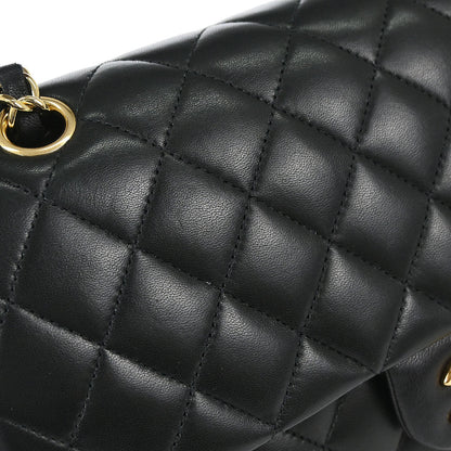 Chanel 2012 Black Lambskin Medium Classic Double Flap Shoulder Bag