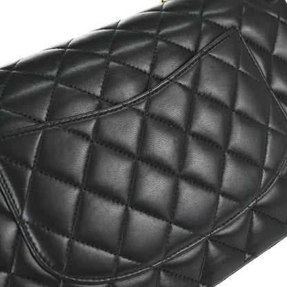 Chanel 2012 Black Lambskin Medium Classic Double Flap Shoulder Bag