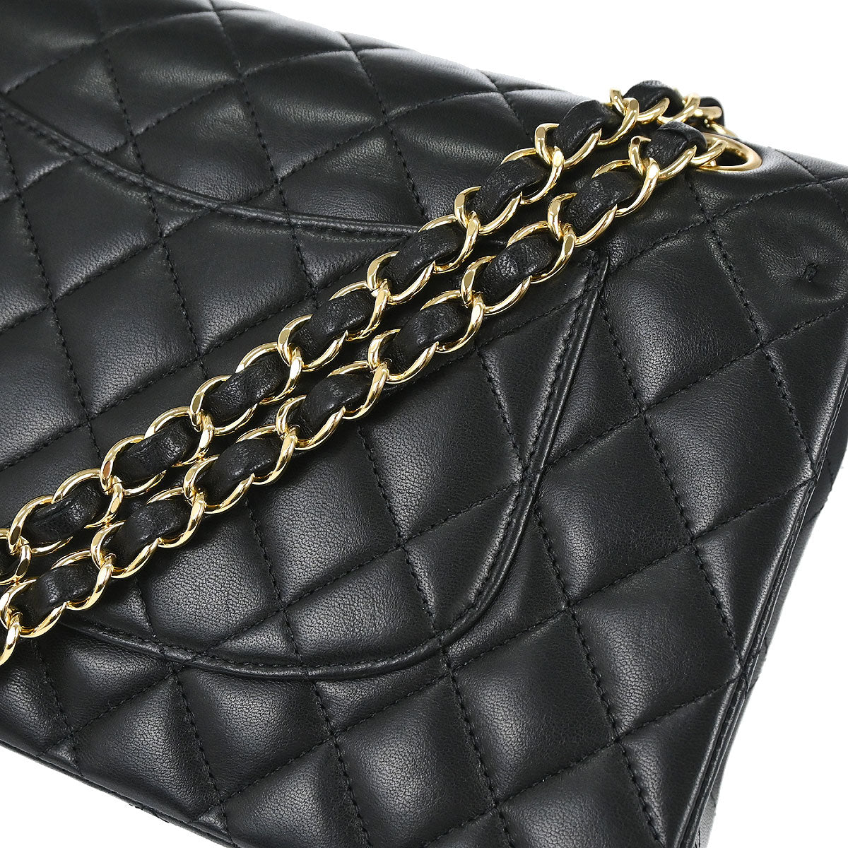 Chanel 2012 Black Lambskin Medium Classic Double Flap Shoulder Bag