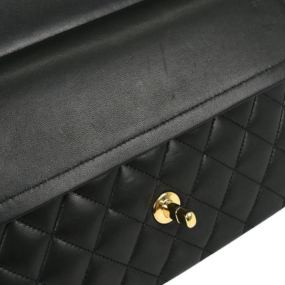 Chanel 2012 Black Lambskin Medium Classic Double Flap Shoulder Bag