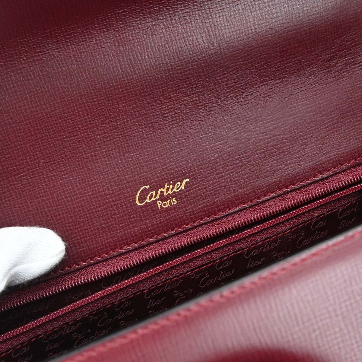 Cartier Bordeaux Leather Handbag