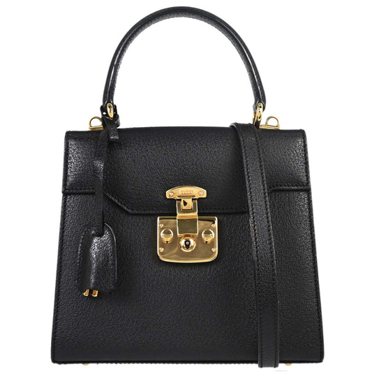 Gucci Black Pigskin Lady Lock 2way Shoulder Handbag