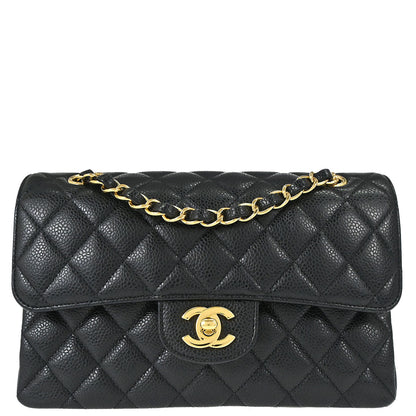 Chanel Black Caviar Skin Small Classic Double Flap Shoulder Bag
