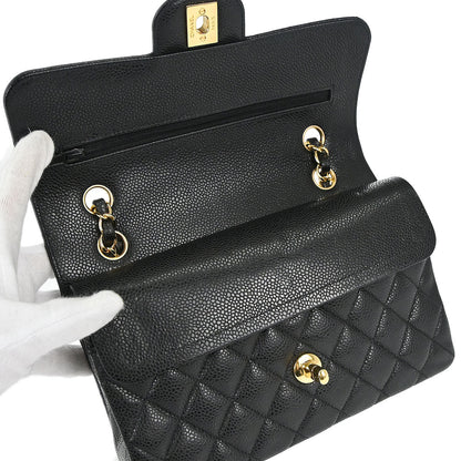 Chanel Black Caviar Skin Small Classic Double Flap Shoulder Bag