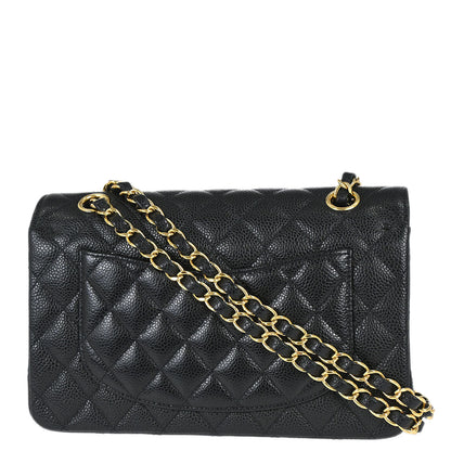 Chanel 2019 Black Caviar Skin Small Classic Double Flap Shoulder Bag