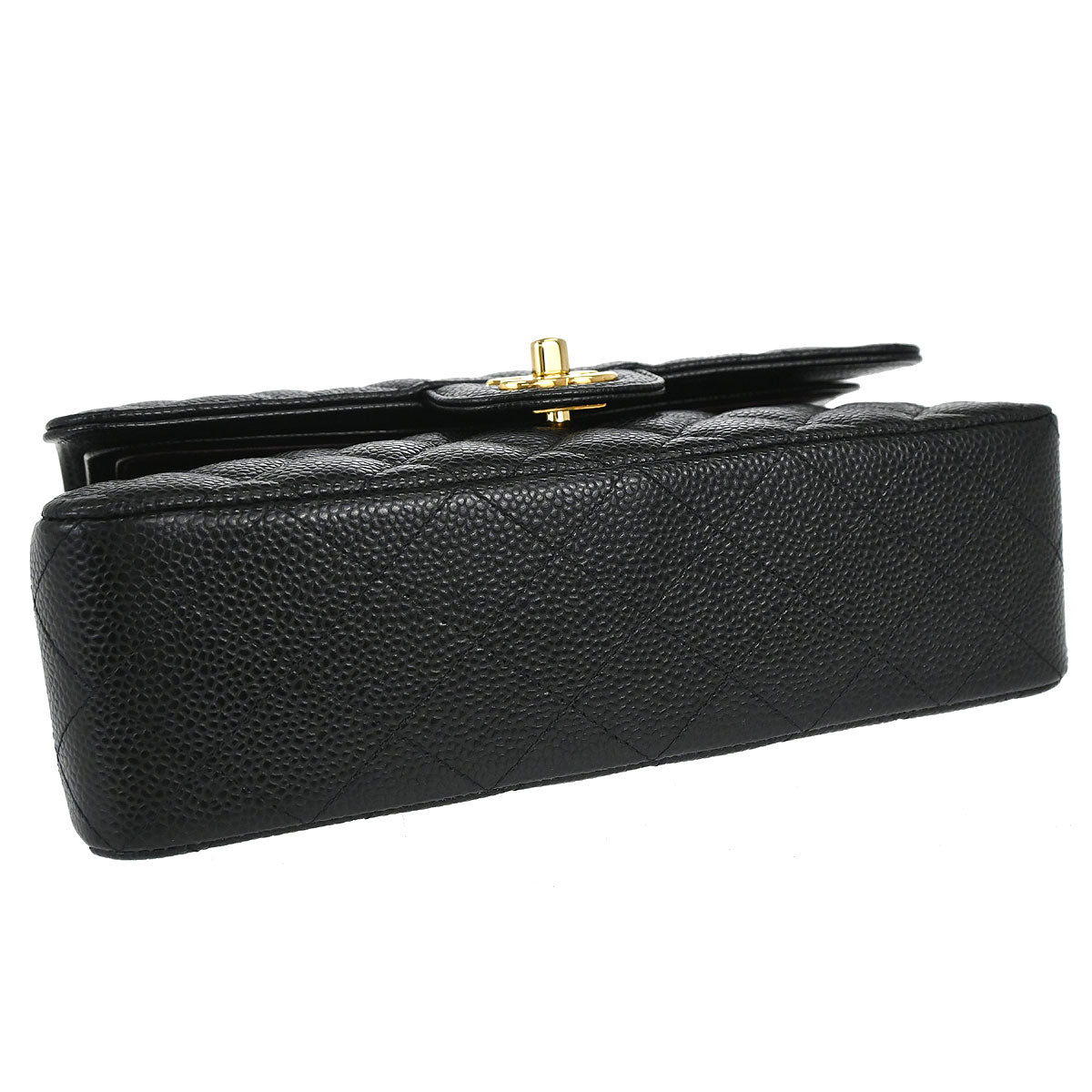 Chanel 2019 Black Caviar Skin Small Classic Double Flap Shoulder Bag
