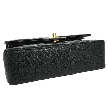 Chanel 2019 Black Caviar Skin Small Classic Double Flap Shoulder Bag